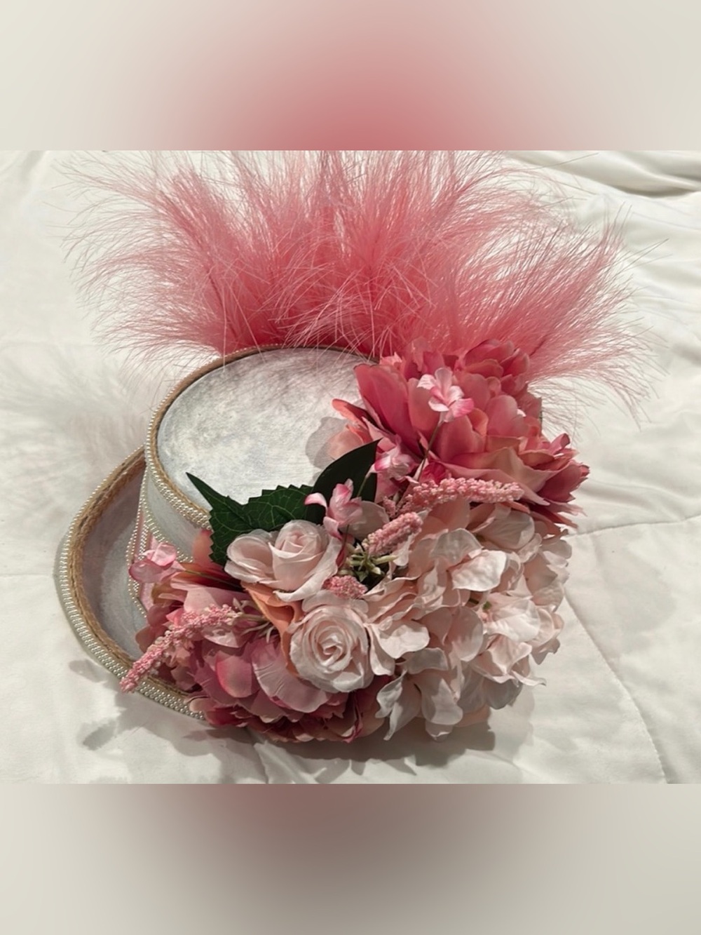 Floral Feather Hat Kentucky derby party costume statement fascinator mini top